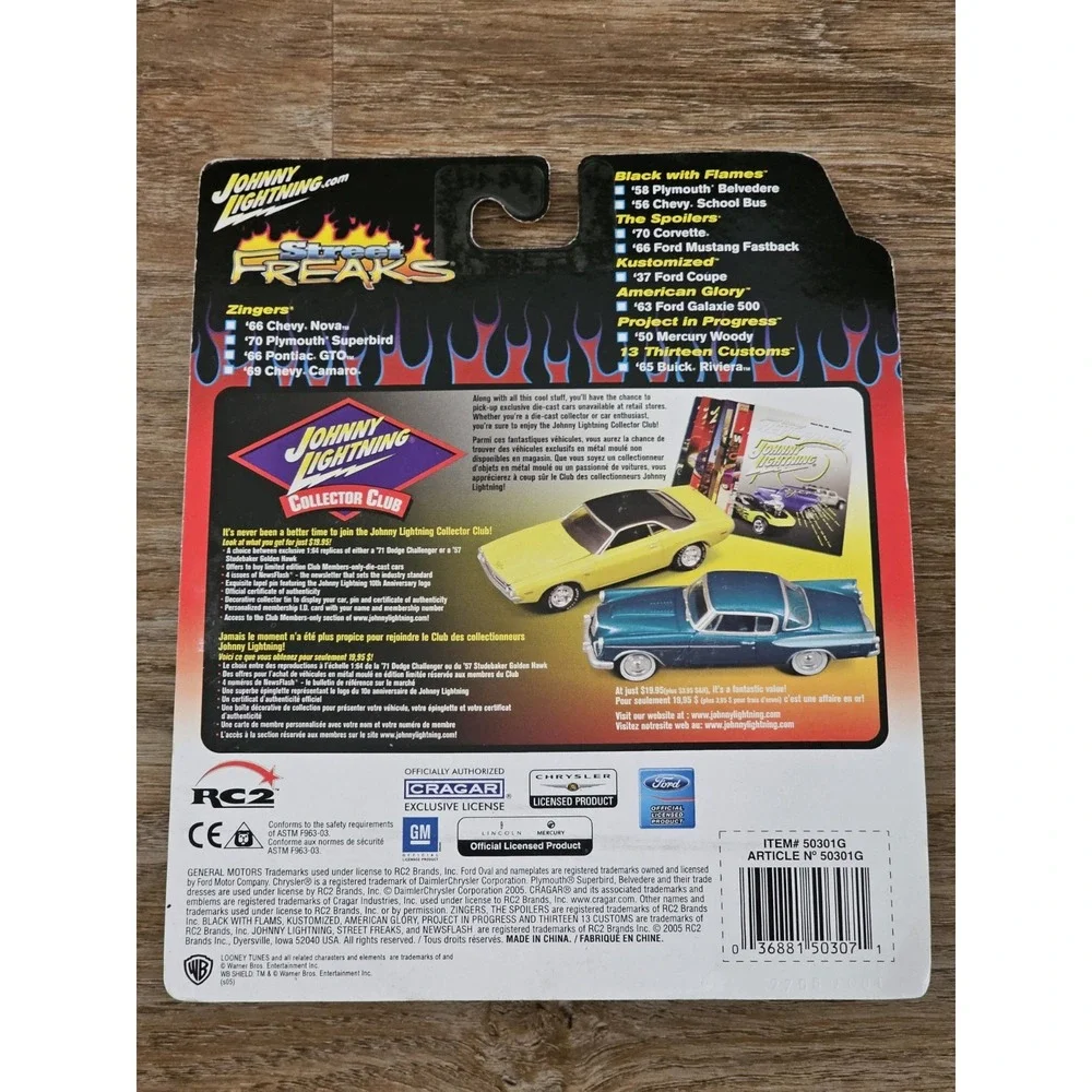 Johnny Lightning Street Freaks KUSTOMIZED '37 FORD COUPE No. 16 Black Yellow‎